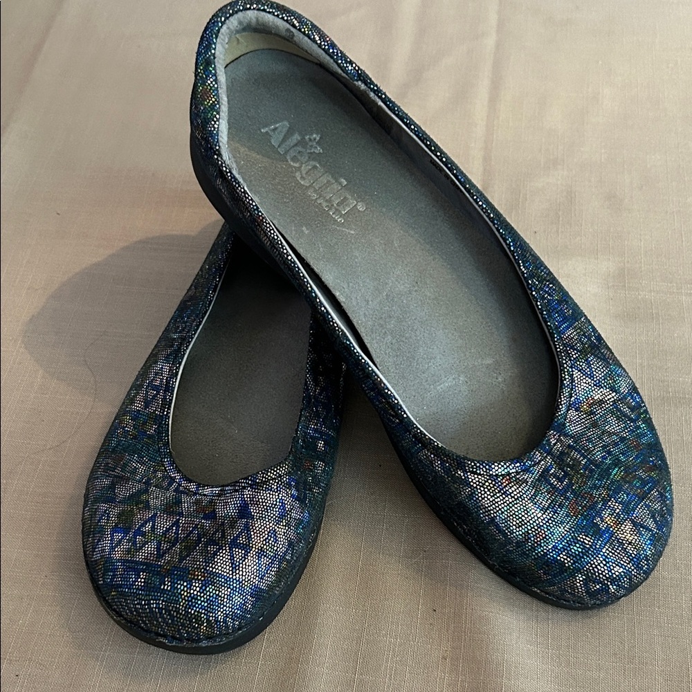 EUC Algeria Women's Blue Patterned Flats